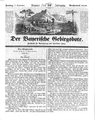 Der bayerische Gebirgsbote (Der Grenzbote) Freitag 7. September 1849