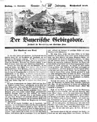 Der bayerische Gebirgsbote (Der Grenzbote) Freitag 14. September 1849