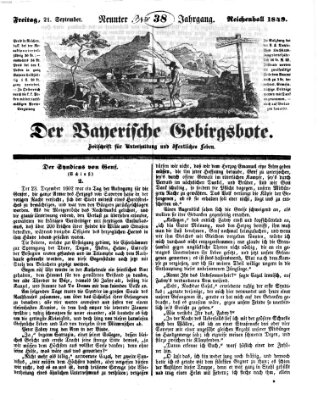 Der bayerische Gebirgsbote (Der Grenzbote) Freitag 21. September 1849