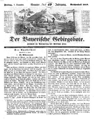 Der bayerische Gebirgsbote (Der Grenzbote) Freitag 7. Dezember 1849