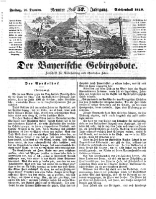 Der bayerische Gebirgsbote (Der Grenzbote) Freitag 28. Dezember 1849