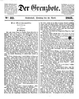 Der Grenzbote Sonntag 20. April 1851