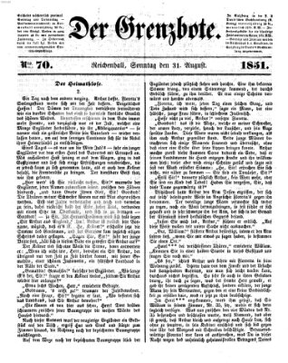 Der Grenzbote Sonntag 31. August 1851