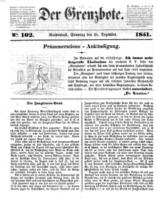 Der Grenzbote Sonntag 21. Dezember 1851