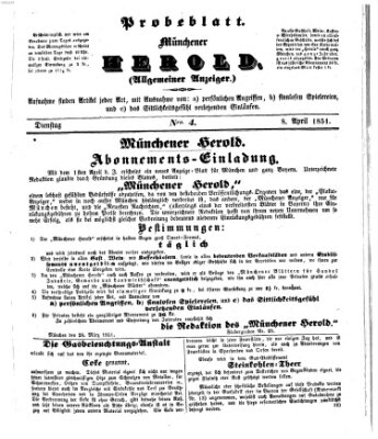 Münchener Herold Dienstag 8. April 1851