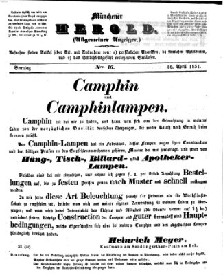 Münchener Herold Sonntag 20. April 1851