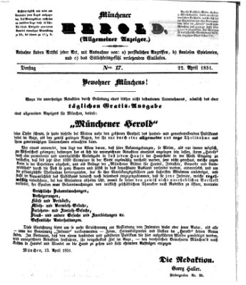 Münchener Herold Dienstag 22. April 1851