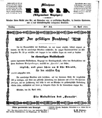 Münchener Herold Dienstag 29. April 1851