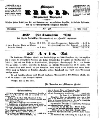 Münchener Herold Donnerstag 15. Mai 1851