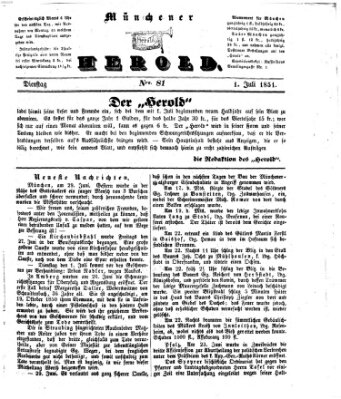 Münchener Herold Dienstag 1. Juli 1851