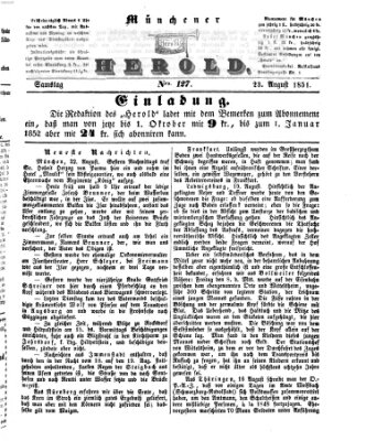 Münchener Herold Samstag 23. August 1851