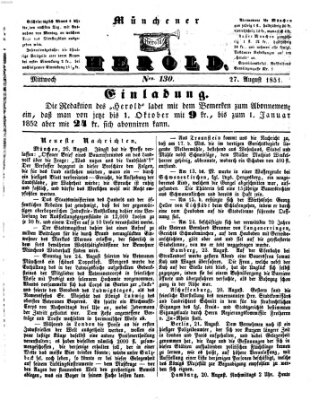 Münchener Herold Mittwoch 27. August 1851