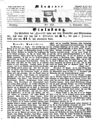 Münchener Herold Dienstag 2. September 1851