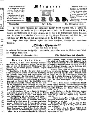 Münchener Herold Donnerstag 11. September 1851