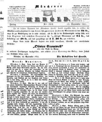 Münchener Herold Freitag 12. September 1851