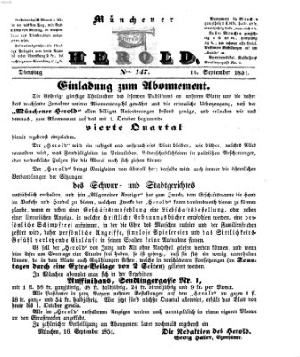 Münchener Herold Dienstag 16. September 1851