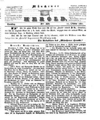 Münchener Herold Samstag 11. Oktober 1851