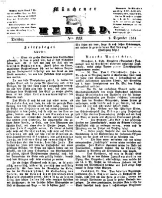 Münchener Herold Dienstag 2. Dezember 1851