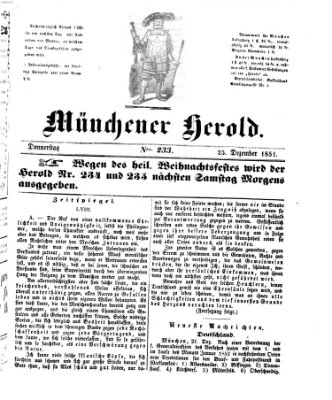 Münchener Herold Donnerstag 25. Dezember 1851