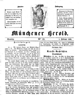 Münchener Herold Sonntag 1. Februar 1852