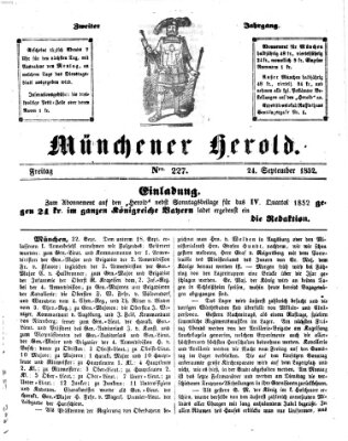 Münchener Herold Freitag 24. September 1852