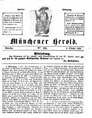 Münchener Herold Sonntag 3. Oktober 1852