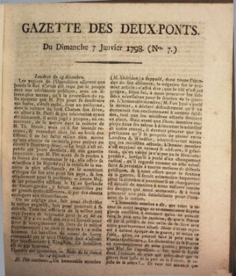 Gazette des Deux-Ponts Sonntag 7. Januar 1798