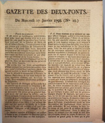 Gazette des Deux-Ponts Mittwoch 17. Januar 1798