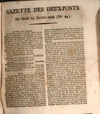 Gazette des Deux-Ponts Dienstag 23. Januar 1798