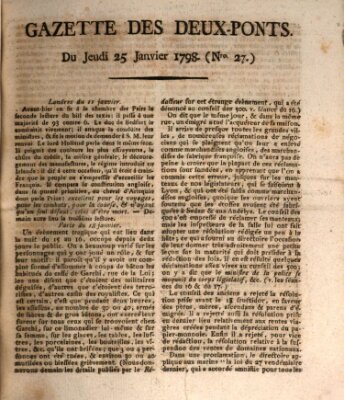 Gazette des Deux-Ponts Donnerstag 25. Januar 1798