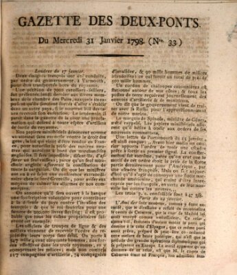 Gazette des Deux-Ponts Mittwoch 31. Januar 1798