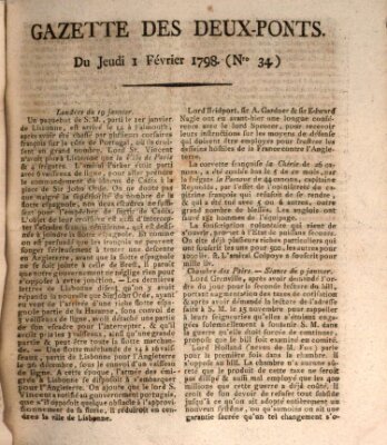 Gazette des Deux-Ponts Donnerstag 1. Februar 1798