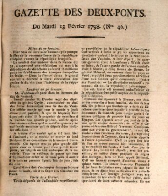 Gazette des Deux-Ponts Dienstag 13. Februar 1798