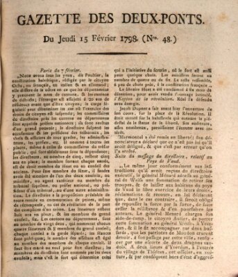 Gazette des Deux-Ponts Donnerstag 15. Februar 1798