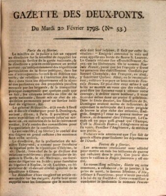 Gazette des Deux-Ponts Dienstag 20. Februar 1798