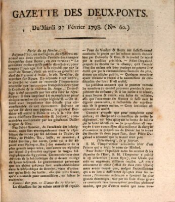 Gazette des Deux-Ponts Dienstag 27. Februar 1798