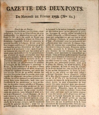 Gazette des Deux-Ponts Mittwoch 28. Februar 1798