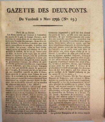 Gazette des Deux-Ponts Freitag 2. März 1798