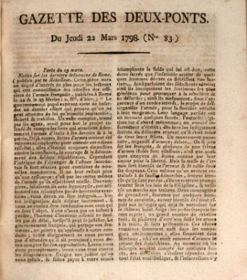 Gazette des Deux-Ponts Donnerstag 22. März 1798