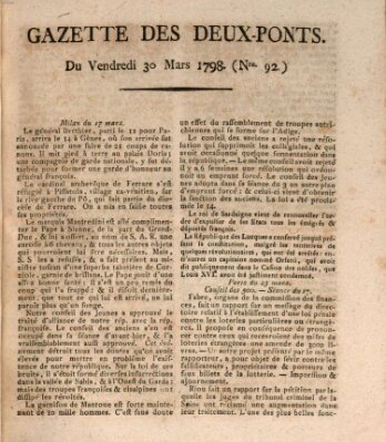 Gazette des Deux-Ponts Freitag 30. März 1798