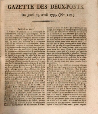 Gazette des Deux-Ponts Donnerstag 19. April 1798