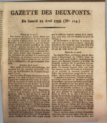 Gazette des Deux-Ponts Samstag 21. April 1798