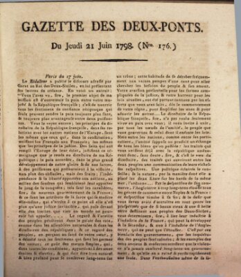 Gazette des Deux-Ponts Donnerstag 21. Juni 1798