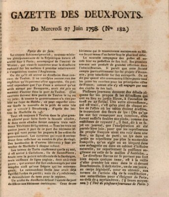 Gazette des Deux-Ponts Mittwoch 27. Juni 1798