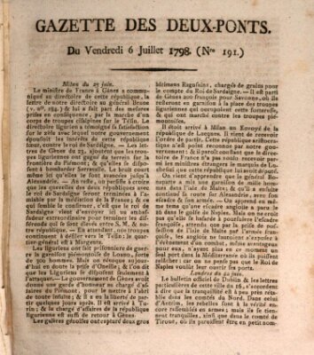 Gazette des Deux-Ponts Freitag 6. Juli 1798