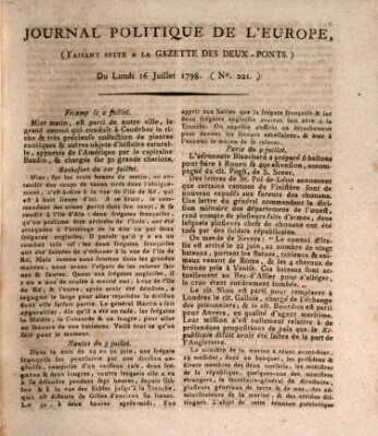 Journal politique de l'Europe (Gazette des Deux-Ponts) Montag 16. Juli 1798