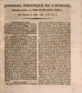 Journal politique de l'Europe (Gazette des Deux-Ponts) Freitag 27. Juli 1798