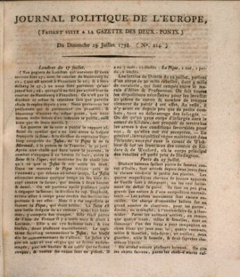 Journal politique de l'Europe (Gazette des Deux-Ponts) Sunday 29. July 1798