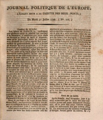 Journal politique de l'Europe (Gazette des Deux-Ponts) Dienstag 31. Juli 1798