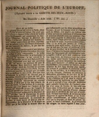 Journal politique de l'Europe (Gazette des Deux-Ponts) Sonntag 5. August 1798